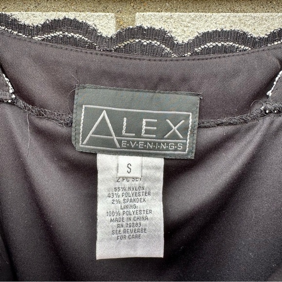 Alex Evenings Sequin Lace Twinset Cami & Jacket Black Silver S Mother Formal - Picture 6 of 15